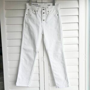 J Crew cropped white jeans